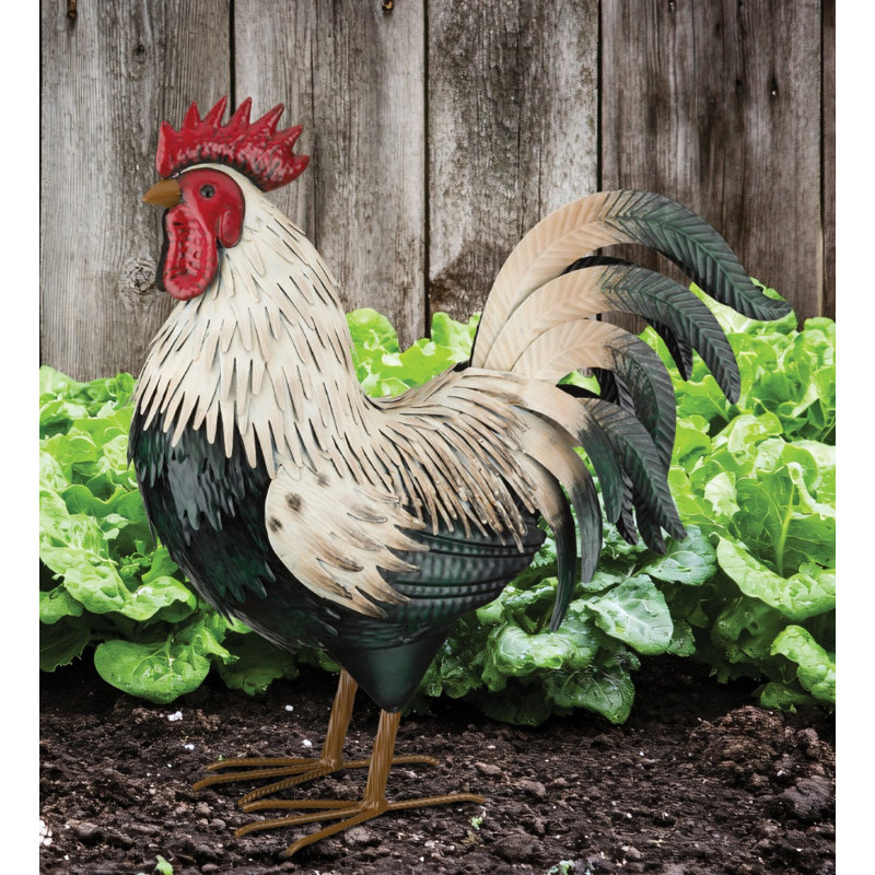 Statue de jardin en métal Verde Rooster, Décor LG