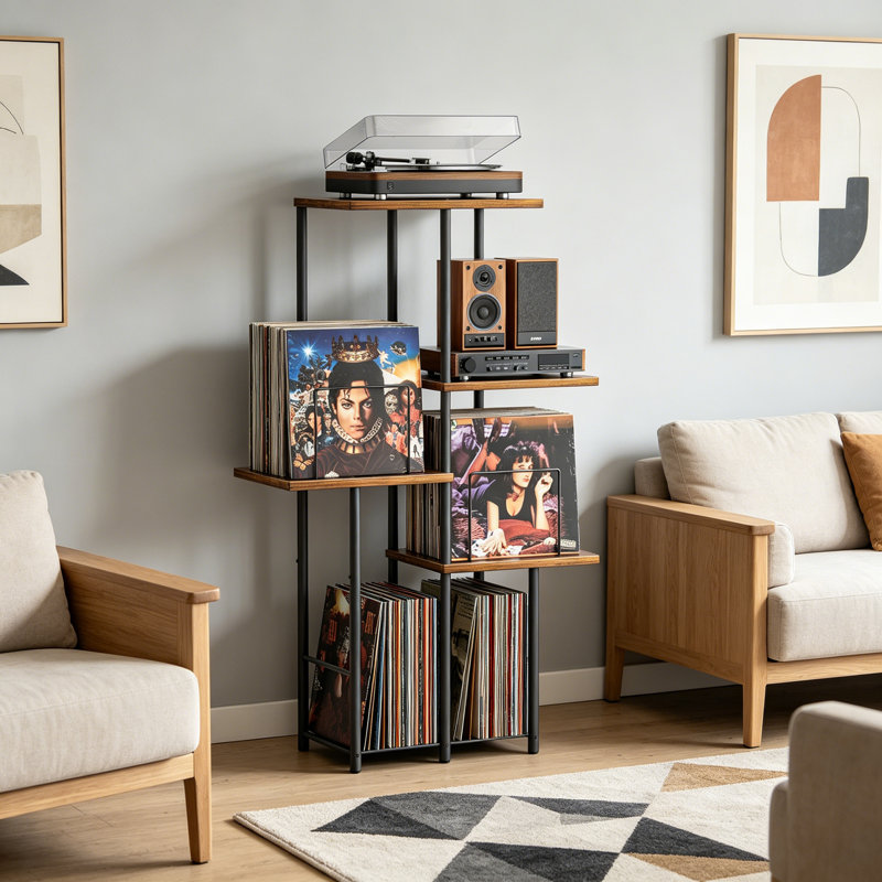 Metal,Manufactured Wood 110cm H Media Shelves