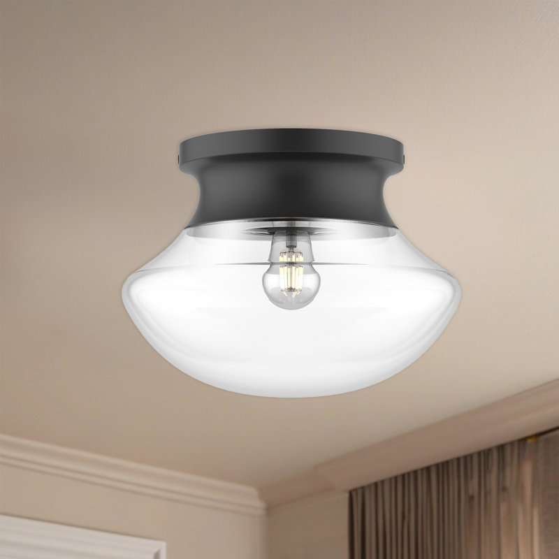 Plafonnier encastré 8 "en verre Marcel, Noir mat