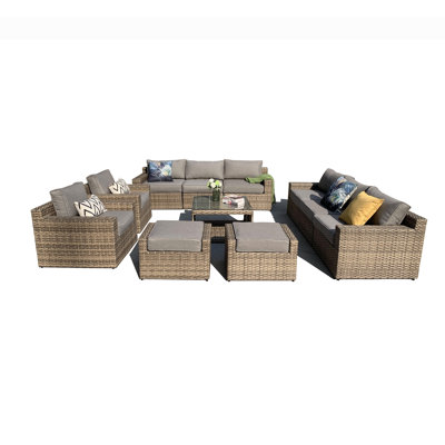 Eastford 11 Piece Rattan Multiple Chairs Seating Group with Cushions by Joss & Main