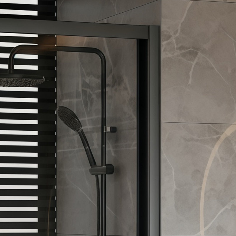 Black Single Sliding Bathtub And Shower Door, 1/5-inch Clear Tempered Glass, With Stainless Steel Handle, Simple And Durable.