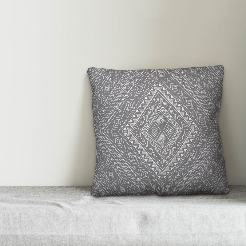 Throw Pillow, 18" x 18", Gray/White Geometric 5