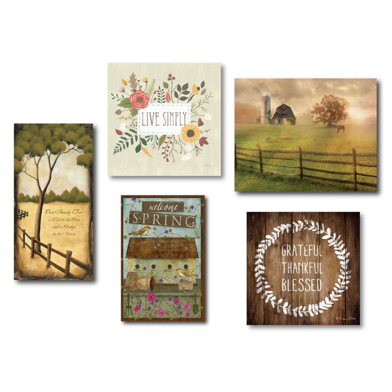 «At the Farm», ensemble de 5 toiles murales sur toile