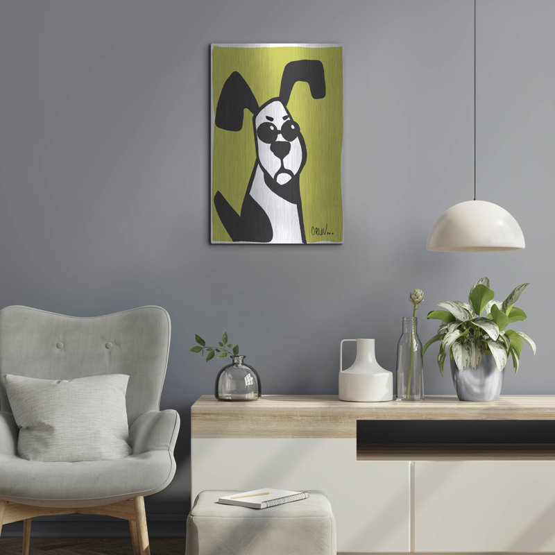 Trinx «Dog on Chartreuse» par Irena Orlov, art mural en métal, H 24 po x l 16 po