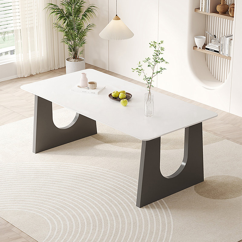 Metal Base Dining Table, 55.12" L x 31.5" W, White