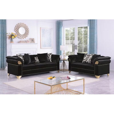 Edna 2 Piece Living Room Black