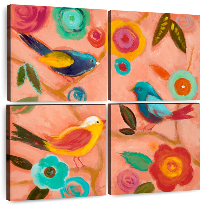 Brampt oiseaux et fantaisie II, H 74 po x l 74 po