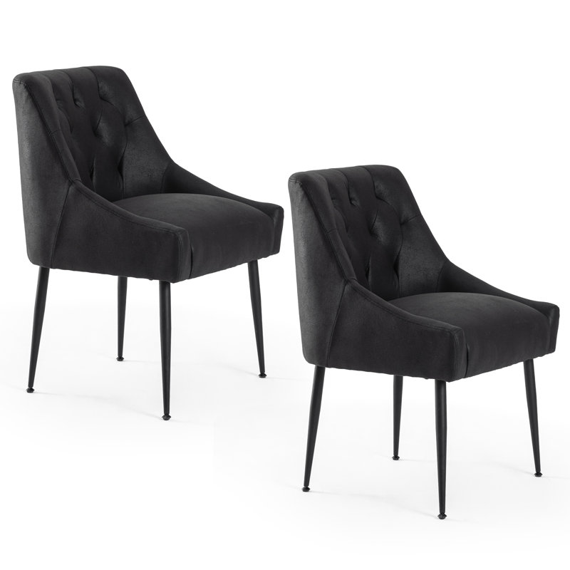Dining Chairs (Set of 4) Mid Century Modern Kitchen Chair Comfortable Upholstered Faux Leather Dinner Chairs for Kitchen Dining Room