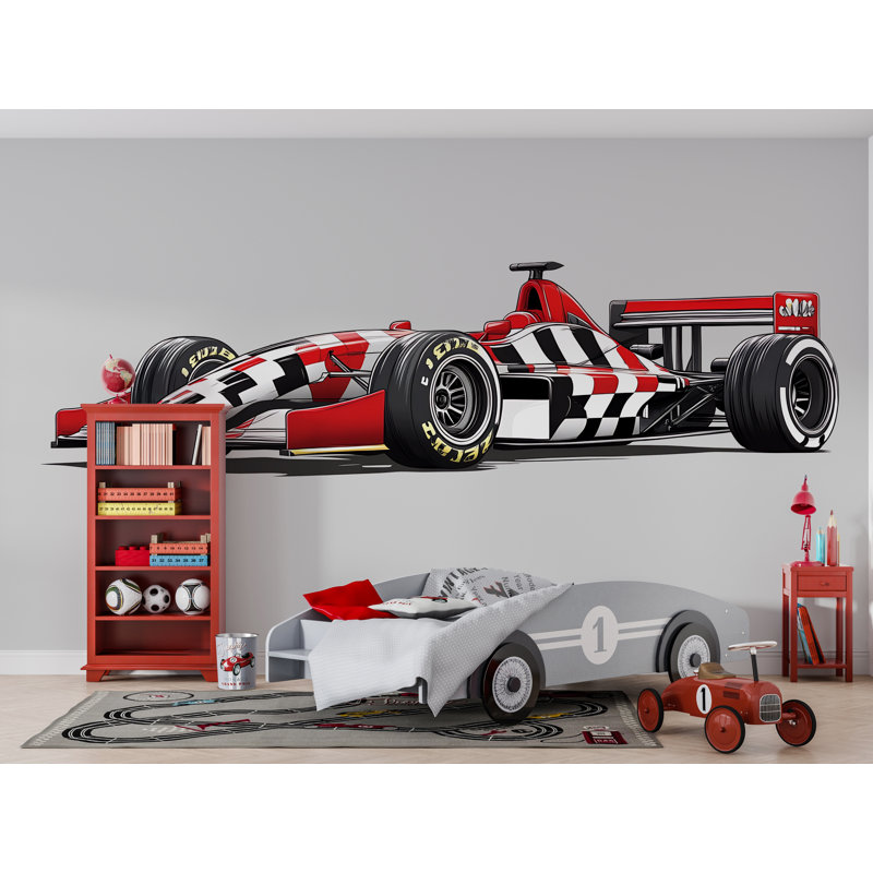 Murale de voiture de course à carreaux, décor de voiture de course, 270Mv, H 99 po x l 16 po