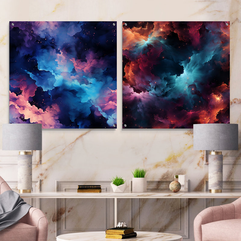 Conzerze - Ensemble de 2 art mural en verre acrylique, H 16 po x l 33 po