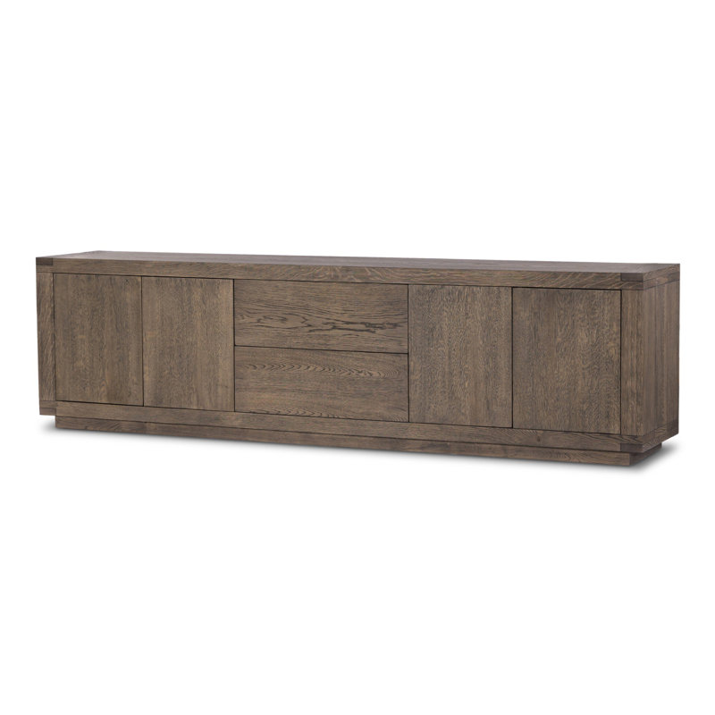 Warby Solid Wood Media Console, Oak Brown
