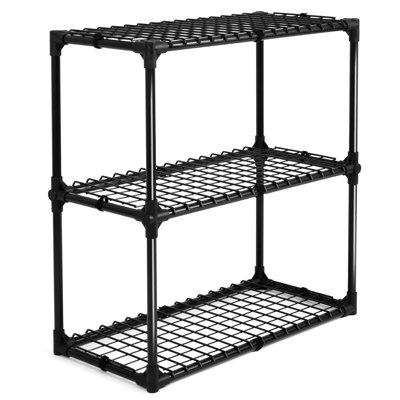 Heavy Duty Storage Shelf With Cover - Versatile For Home, Warehouse Use 110Lbs Per Shelf, 330Lbs Total Capacity 3-Shelf Wire Rack Offices Capacity, , Black