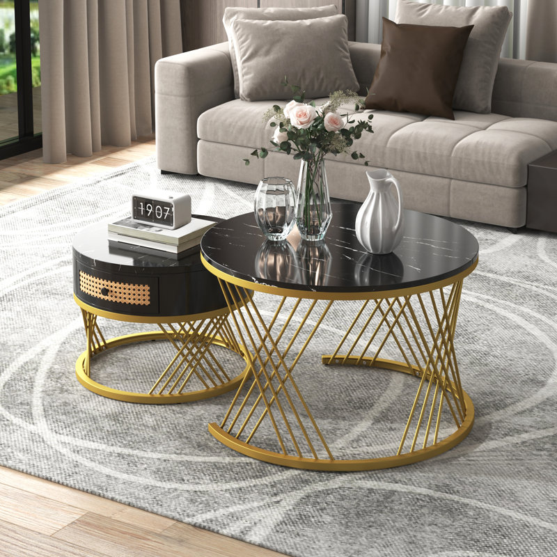 Coffee Table, Black / Gold, Black