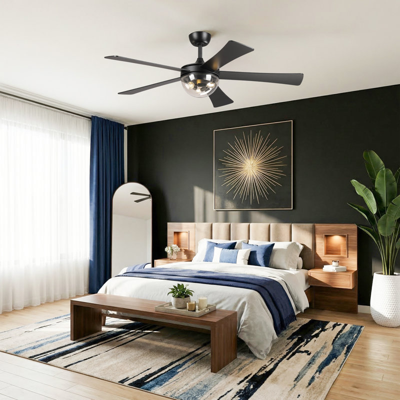 52" Ceiling Fan With Light Kit And Remote Control