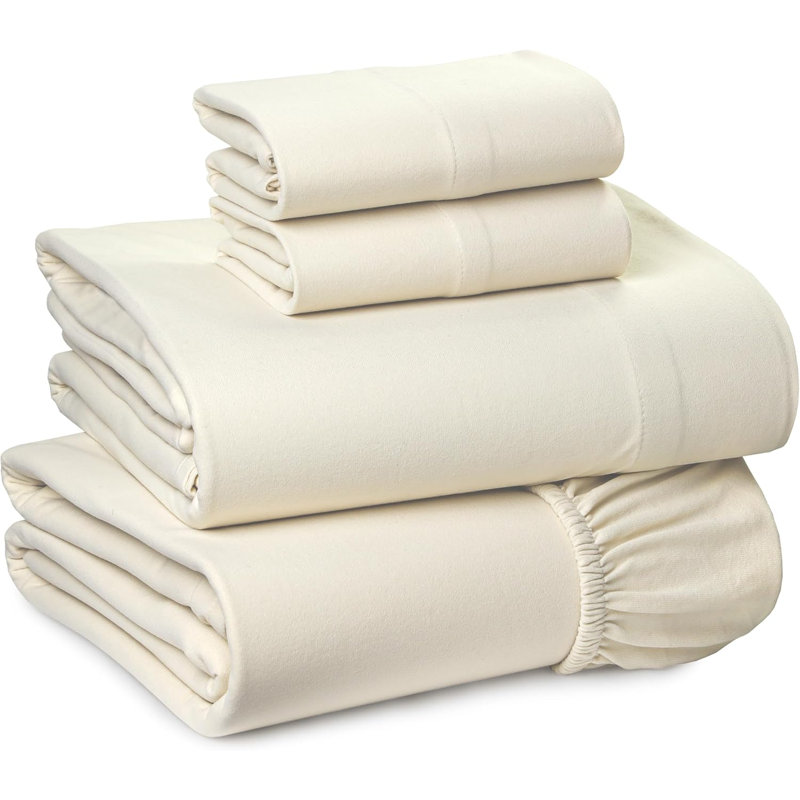 RUVANTI Flannel Sheets – Full Sheet Set, Ultra Soft & Cozy Double Brushed, 15" Deep Pocket,  4 Pieces (Flat, Fitted, 2 Pillowcases), Vanilla Cream