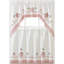 Ensemble de rideaux de cuisine blanc et rose à broderie amère 3 pièces
