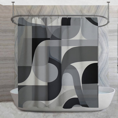 Rideau de douche à courbes - Minimaliste abstrait