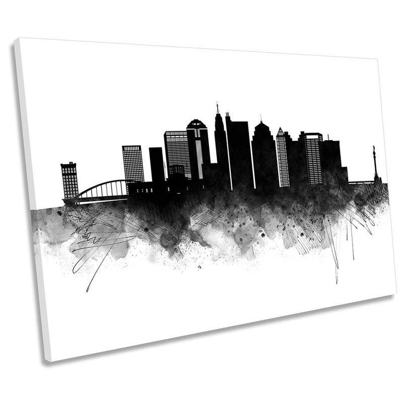 Columbus Abstract City Skyline - Wrapped Canvas Print, 91.4cm H x 137.2cm W x 4cm D