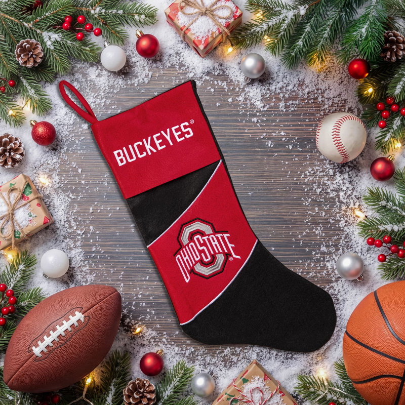 Collegiate Officially Licenced Felt Christmas Stocking, 19", Université Ohio State