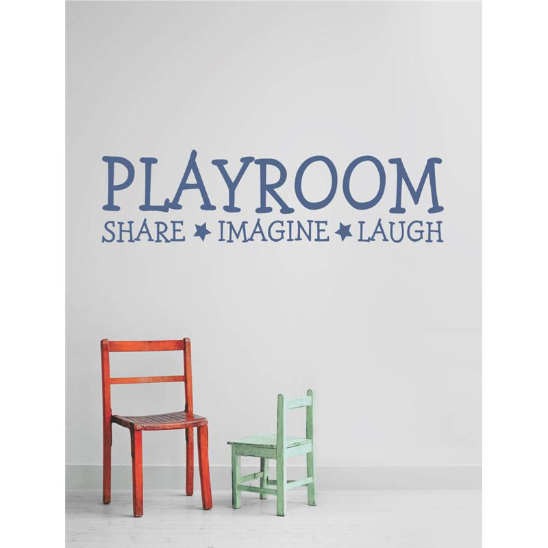 Décalcomanie murale salle jeux share imagine, H 10 po x l 40 po x P 0,16 po, Bleu