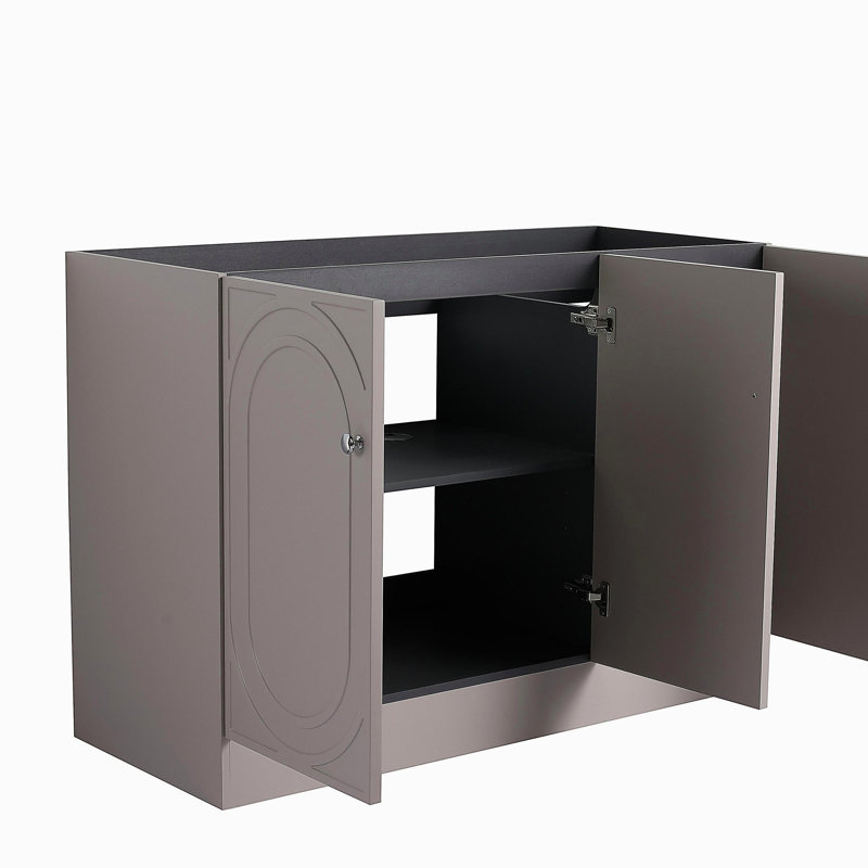 Meuble-lavabo autoportant 48 po et 3 portes d'armoire à fermeture en douceur (emballage KD) - sans le lavabo