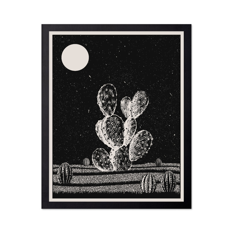 Cactus la nuit, Black Framed, 24"H x 32"W, Poster