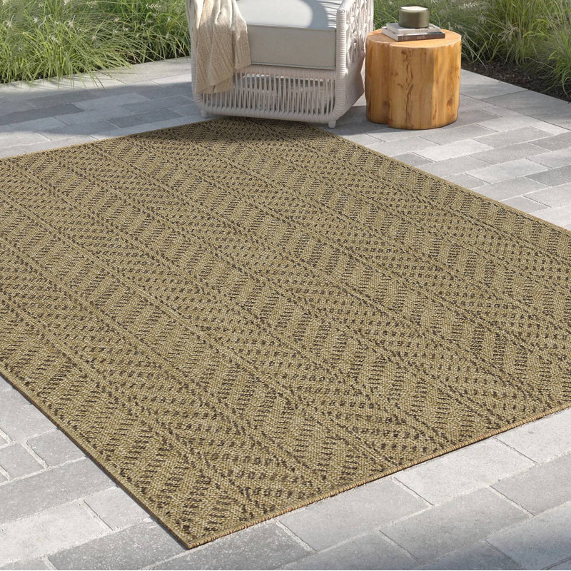 Indoor/Outdoor Area Rug, Rectangle 5'3" x 7'3", Natural/Light Brown