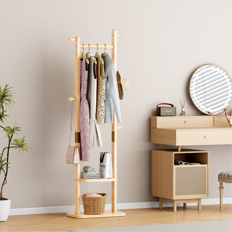 Porte-manteaux et crochets peu encombrants, rangement pour entrée moderne en bois d'hévéa