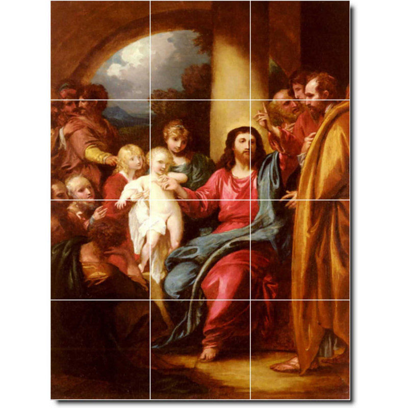 Carreau de céramique décorative 12,75 po x 17 po 4,25 po x 4,25 po, Peinture religieuse de Benjamin West W09635