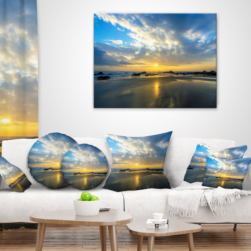 Coussin magnifique en soleil de mer, 18 po x 18 po, Coussin décoratif