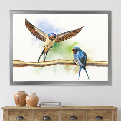 «Two Barn Swallows Birds», peinture sur toile encadrée