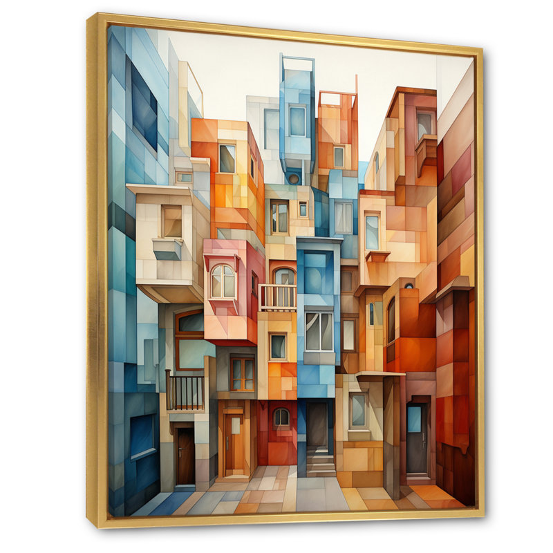 Reproduction d'art sur toile Her Herid Cubism Multidimensional III, H 20 po x l 12 po x P 1 po, Cadre flottant doré