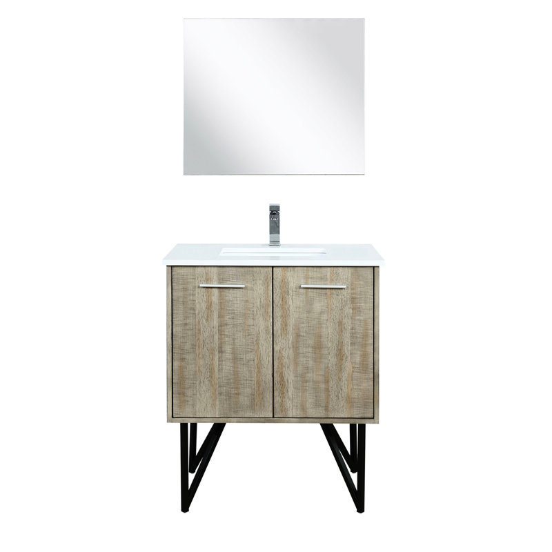 Meuble-lavabo rustique, robinet inclus, 18 miroirs, 30"
