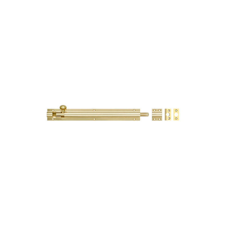 Architectural Barrel Bolt, Polished Brass, 30cm H x 3.8cm W x 1.5cm D