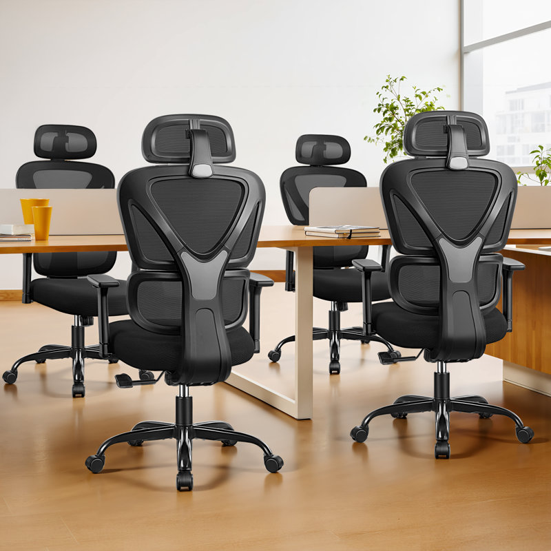 Isairis Ergonomic Mesh Task Chair with Headrest and 3D Adjustable Arms, Black