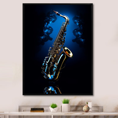 Saxophone bleu minuit II - musique, art mural