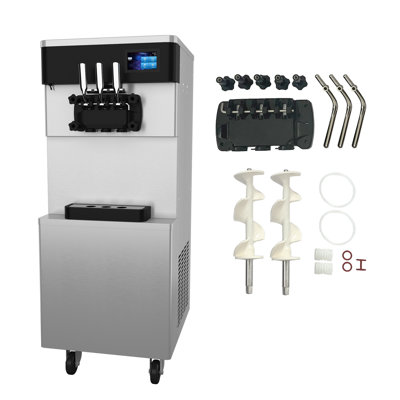 Soft Serve Ice Cream Maker, 2450W Commercial Soft Ice Cream Machine With Touch Screen Panel For Restaurant Home Party