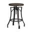 Tabouret en métal à hauteur réglable Saleya avec siège en bois de noyer