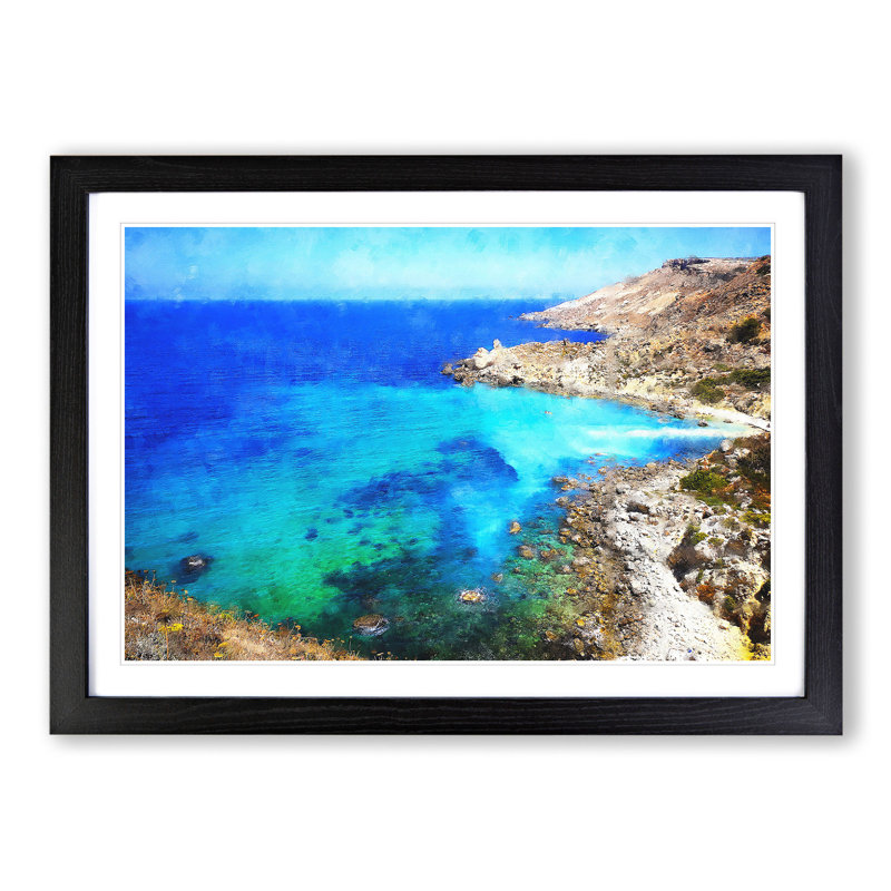 The Coast of Malta - Picture Frame Graphic Art, Black Framed, 36cm H x 48cm W x 2cm D