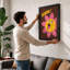 Cheerful Roaring Flower Cartoon - Framed Print-656019951-656019955