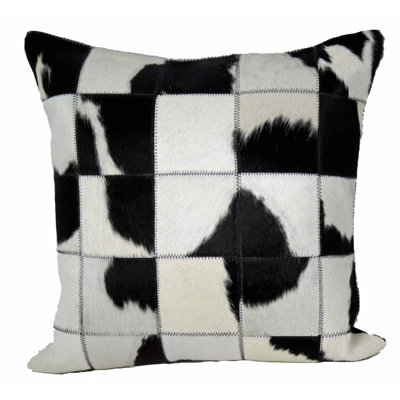 Animal Print Leather/Suede Reversible Throw Pillow