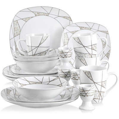 20 Piece Porcelain China Dinnerware Set - Service for 4