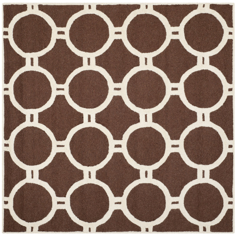 Deedgra Hand Tufted Wool Geometric Rug, Square 8'