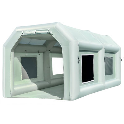 20 × 10 × 8.5 ft Inflatable Paint Booth Tent with Blower and Air Filtration System — Portable Blow-Up Spray Paint Booth for Painting Auto Parts and Furniture