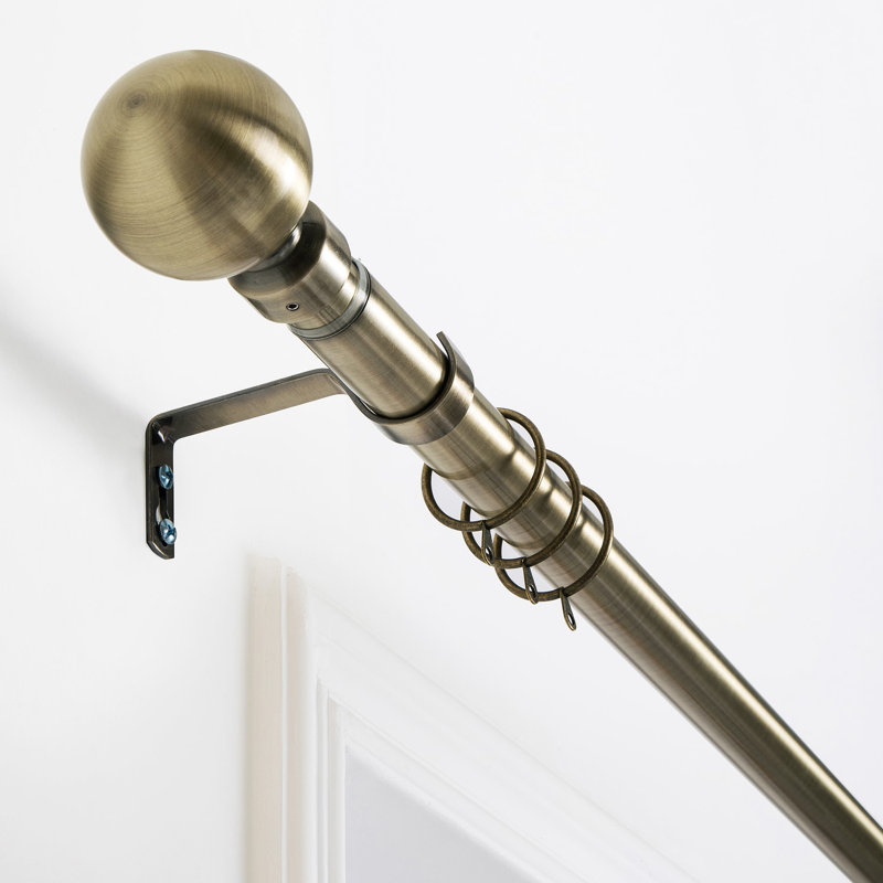 Colman Adjustable 4.5cm Double Curtain Pole, 5cm H x 210cm W x 2.5cm D, Antique Brass