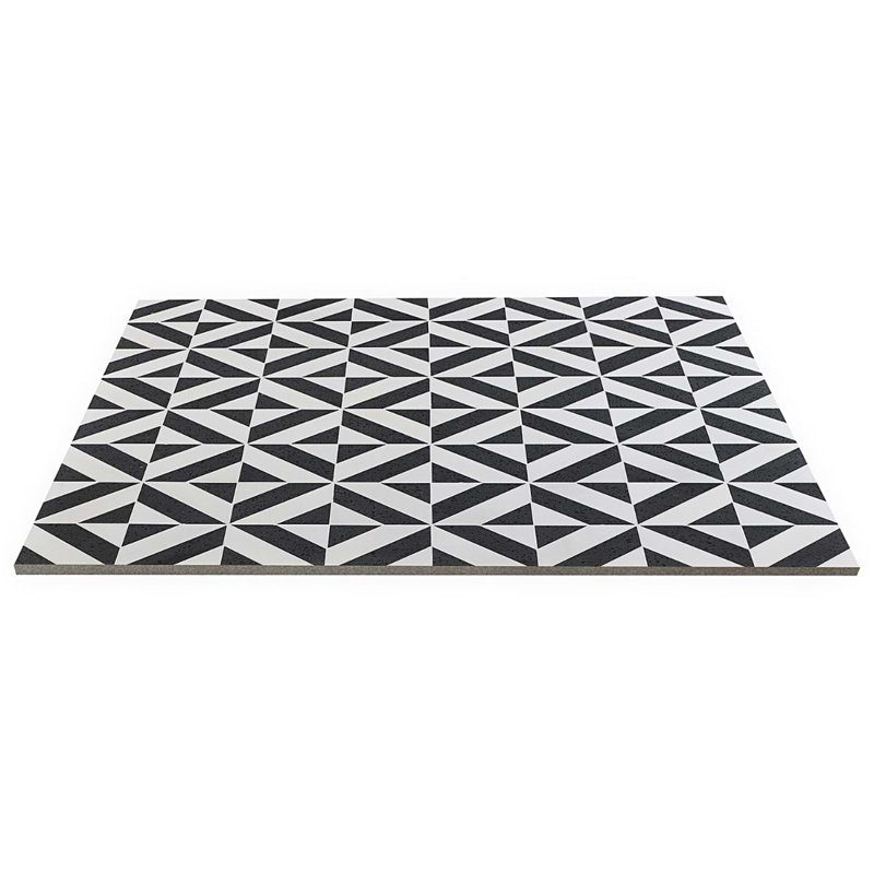 Cleopatra 12x12 Diagonal Polished Encaustic Look Marble Mosaic Tile, Diagonal Pepper Black