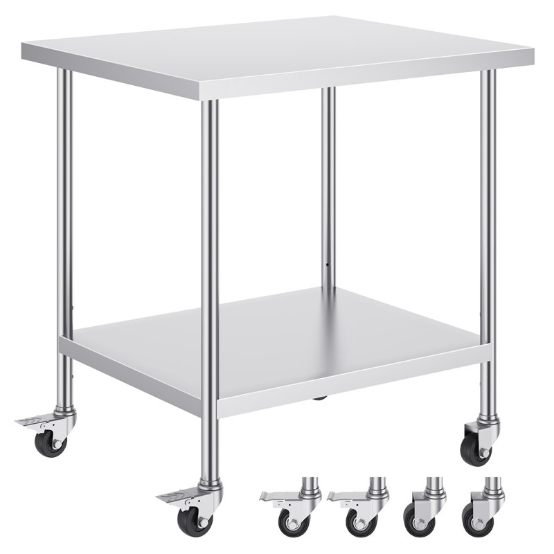 Table de travail en acier inoxydable, 5.12" H x 39.57" L x 33.07" W
