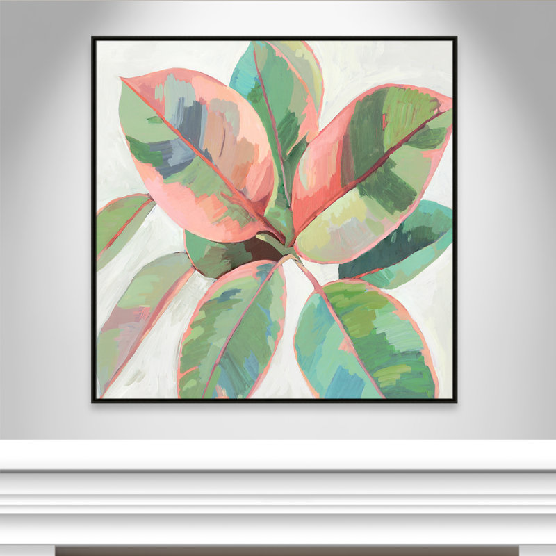 «Pink Ficus II», reproduction d'art, Toile avec cadre espresso, H 46,5 po x l 46,5 po x P 2 po