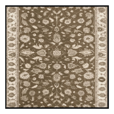Tapis brun Tabriz lavable à la machine