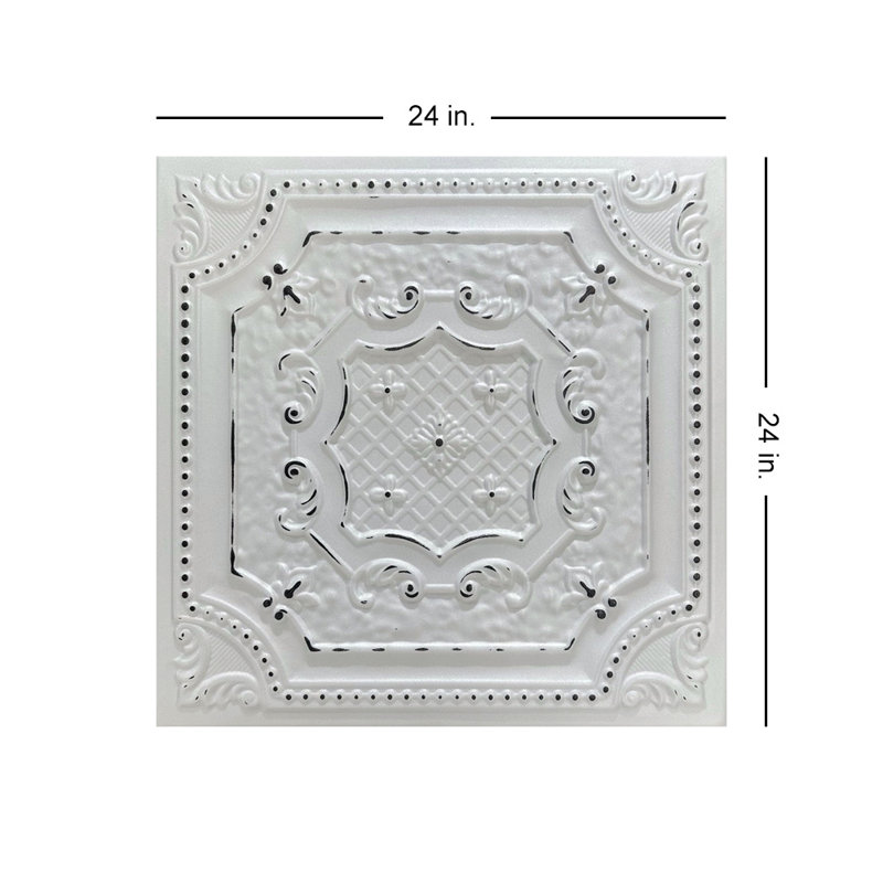 Bijou And Bee Bee x 1,6 pi Carreau de plafond en polystyrène à coller, Noir et blanc vieillis